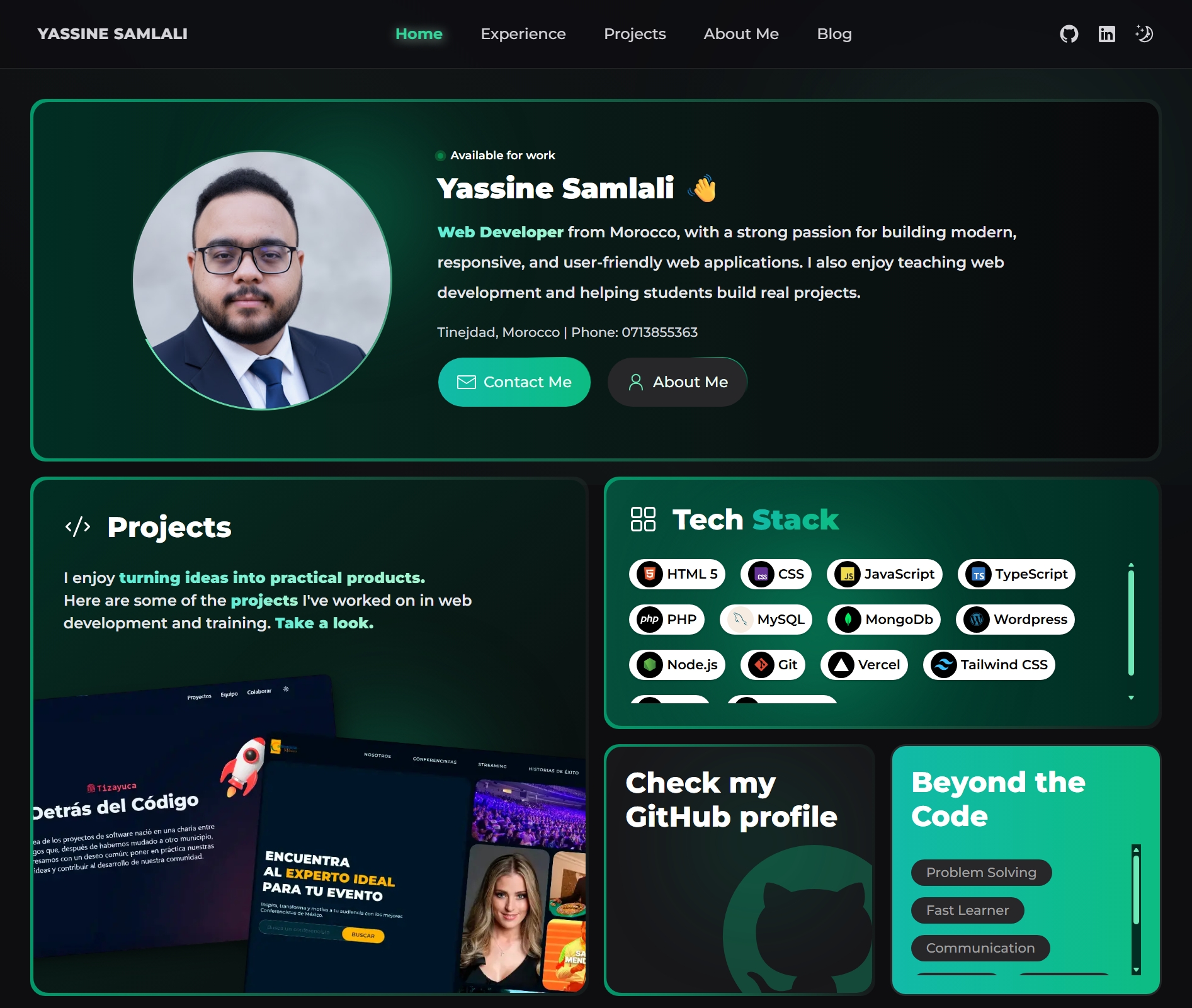 Preview image of a personal portfolio website.